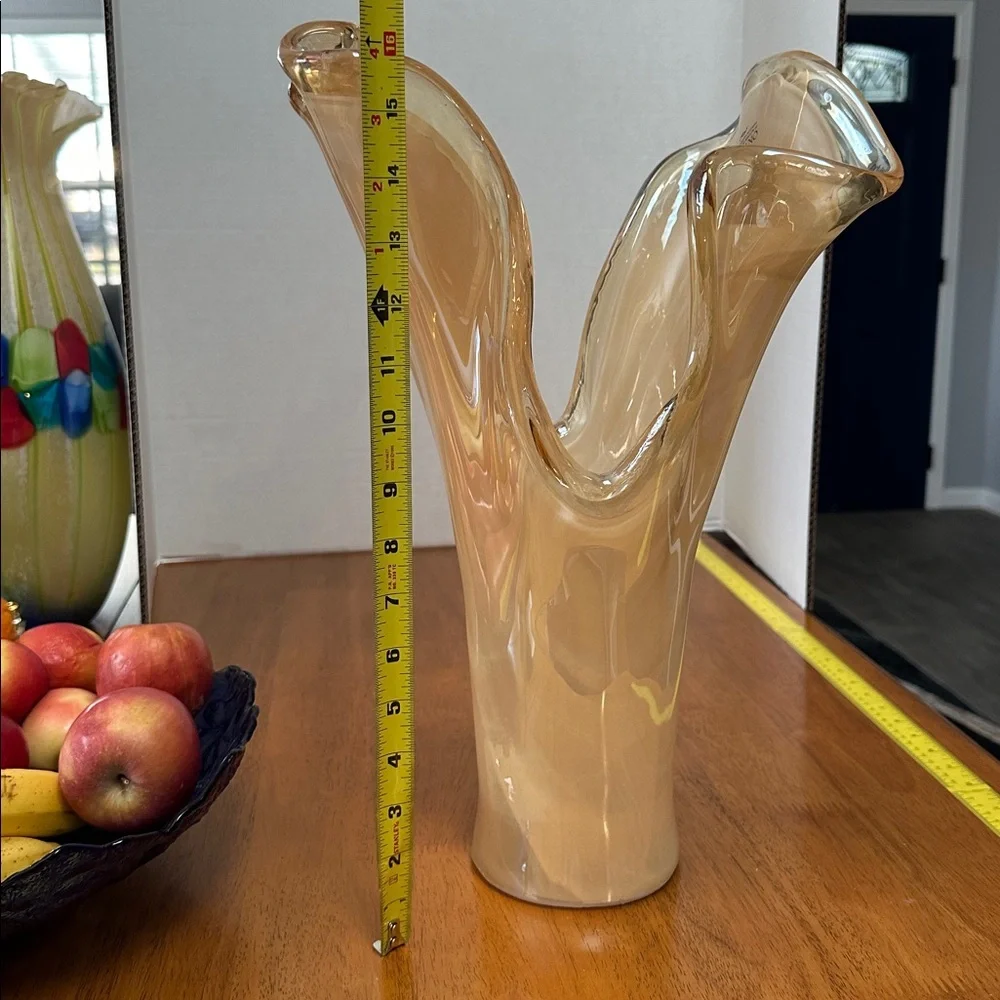 Murano Italy Swirl Glass Vase in Cream tones. Large 17” - Picture 9 of 13